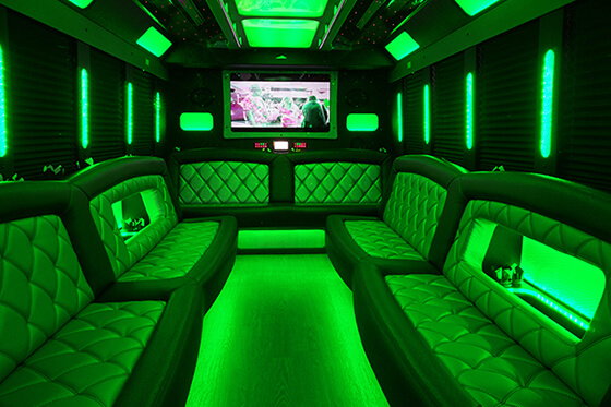 Flat screen TV on amazing party bus